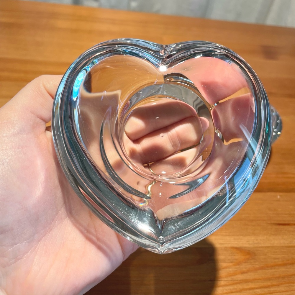 Amour Heart Shaped Crystal Votive Tealight Candle Holders Set of 2 Glass Love - Picture 11 of 16